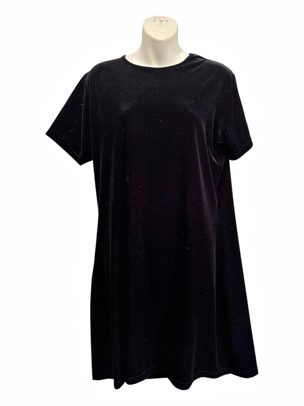 Valerie Stevens Black velour Mini shift Dress Size large